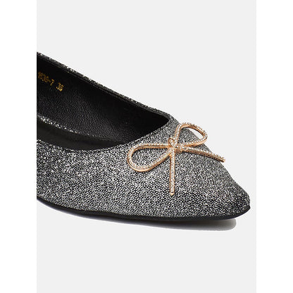 PAZZION Women's Black Ombre Glitter Pointed Toe Ballerina