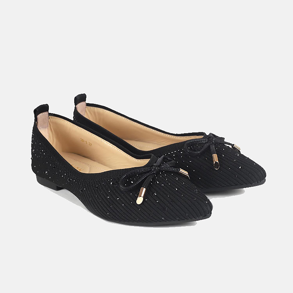 PAZZION Women's Black Gianna Embellished Ballerina