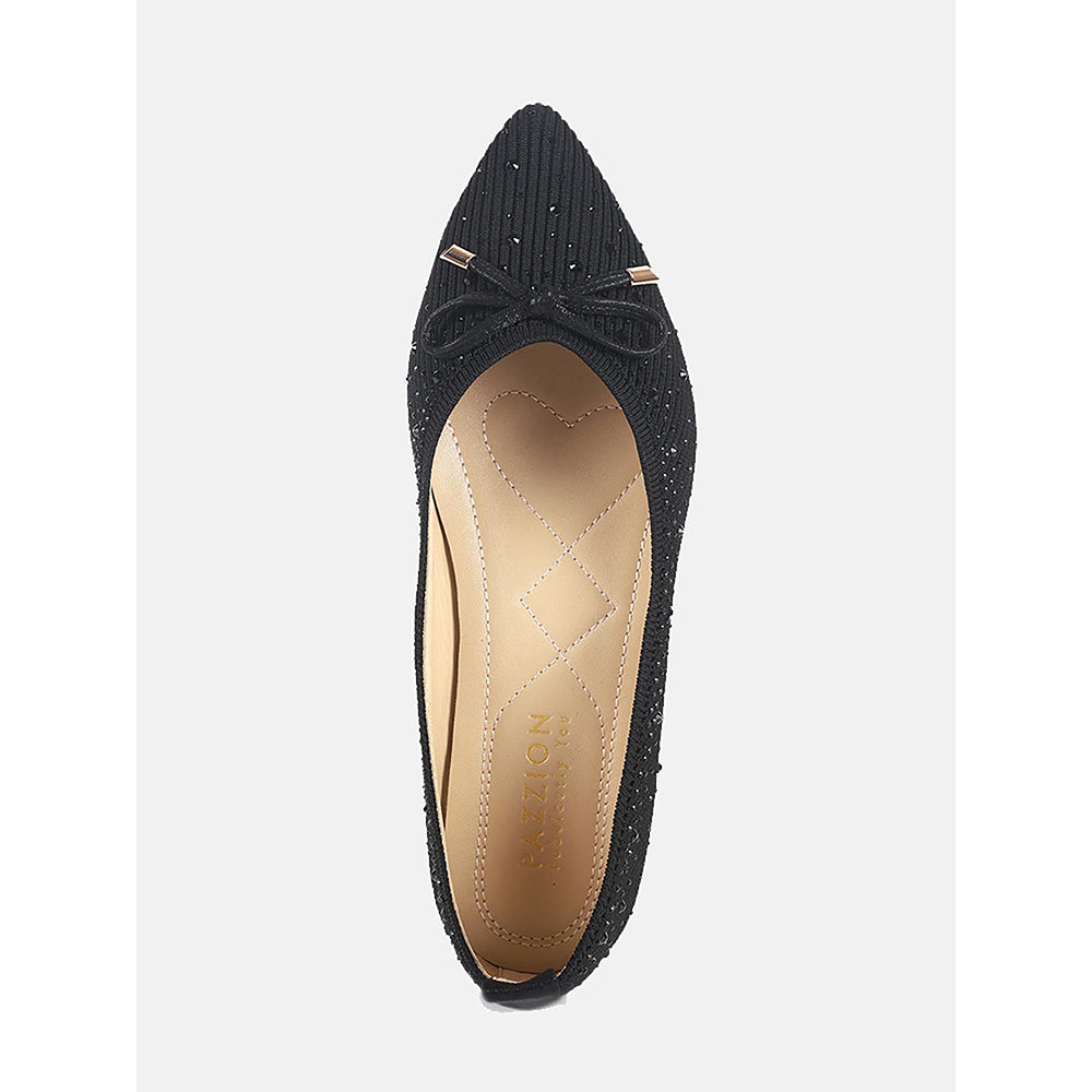 PAZZION Women's Black Gianna Embellished Ballerina