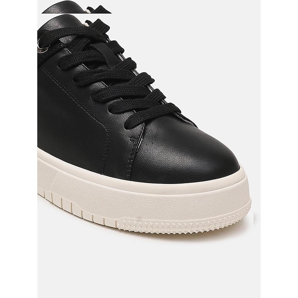 PAZZION Women Black Arco Crystal Embellished Chunky Lace-Up Sneakers