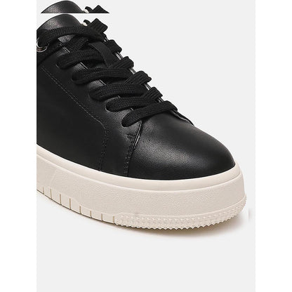 PAZZION Women Black Arco Crystal Embellished Chunky Lace-Up Sneakers