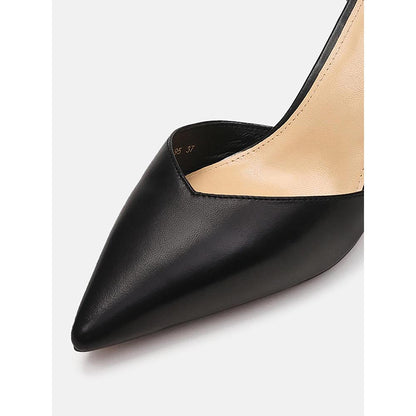 PAZZION Women Black Pearl Strap Stiletto Heels