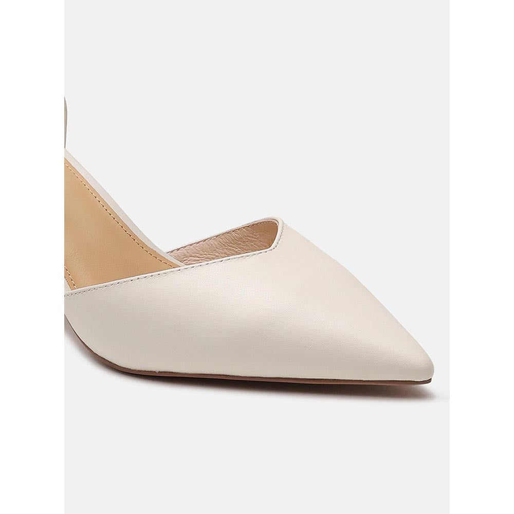 PAZZION Women White Pearl Strap Stiletto Heels