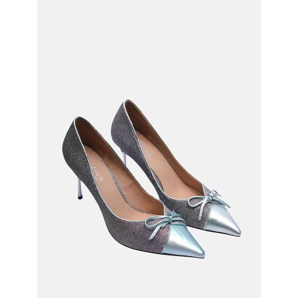 PAZZION Women Metallic Glitter Shimmer Elegant Pump Heels