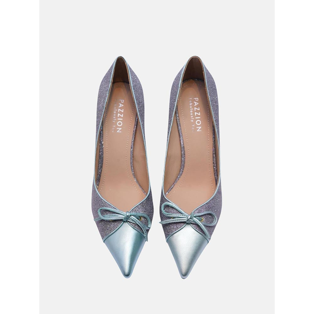 PAZZION Women Metallic Glitter Shimmer Elegant Pump Heels