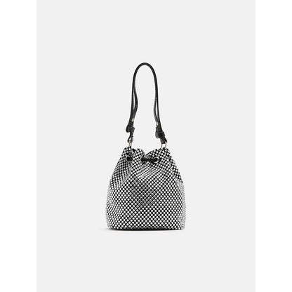 PAZZION Women's Cleo Diamante Drawstring Potli Bag- Black
