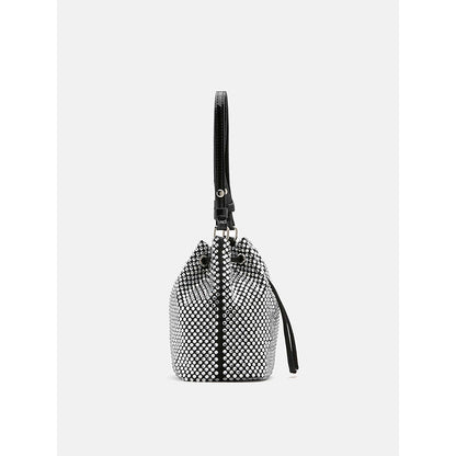 PAZZION Women's Cleo Diamante Drawstring Potli Bag- Black