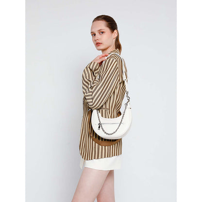 PAZZION Women's Chang Crescent Shoulder Bag- White