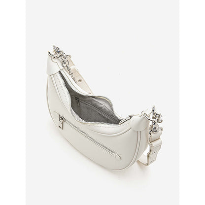 PAZZION Women's Chang Crescent Shoulder Bag- White