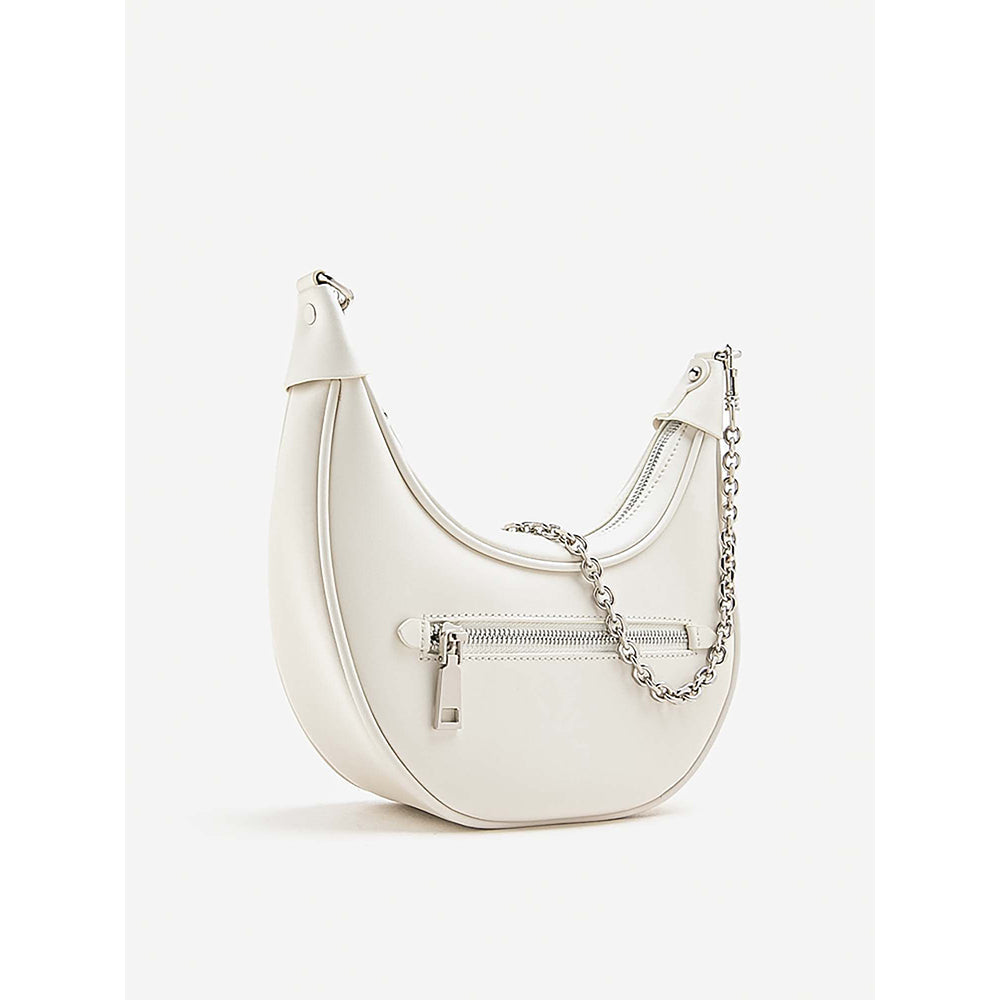 PAZZION Women's Chang Crescent Shoulder Bag- White