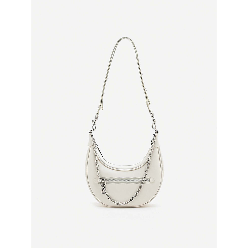 PAZZION Women's Chang Crescent Shoulder Bag- White