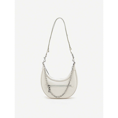 PAZZION Women's Chang Crescent Shoulder Bag- White