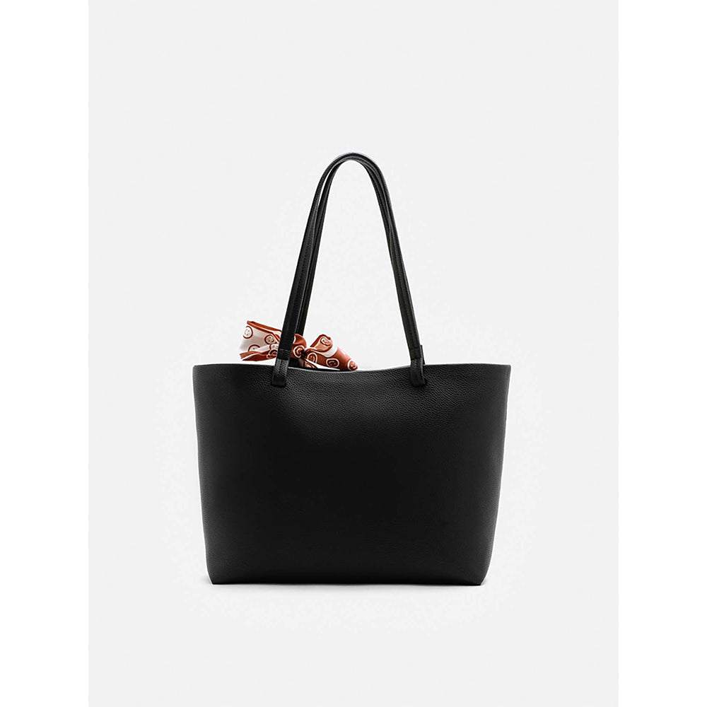 PAZZION Women's Tote Bag with Scarf- Black