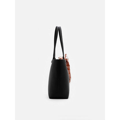 PAZZION Women's Tote Bag with Scarf- Black