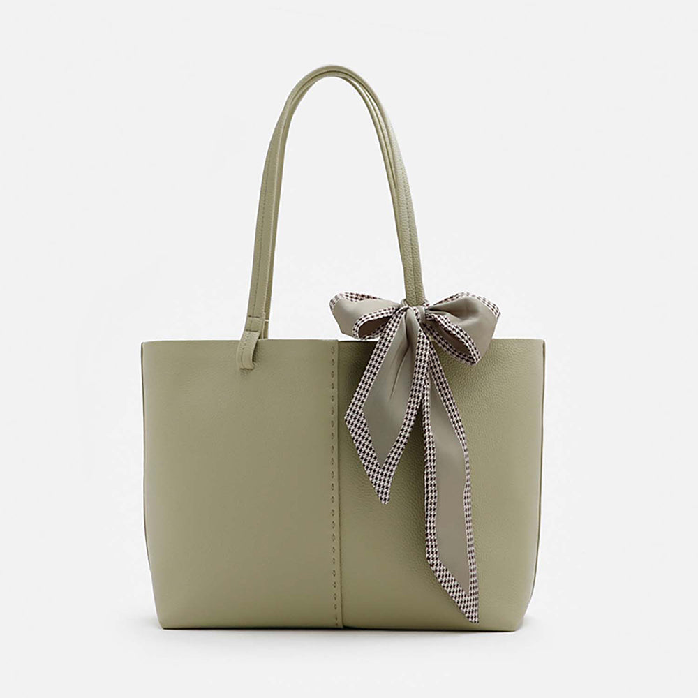 PAZZION Women's Tote Bag with Scarf- Green