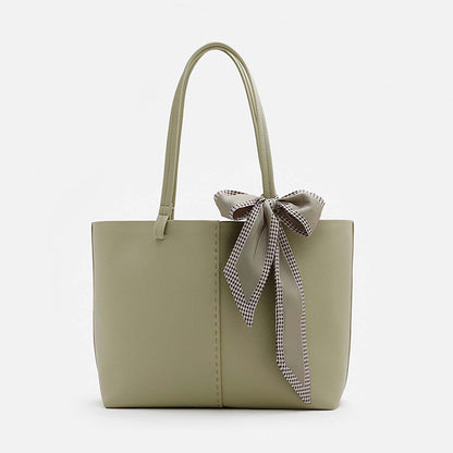 PAZZION Women's Tote Bag with Scarf- Green