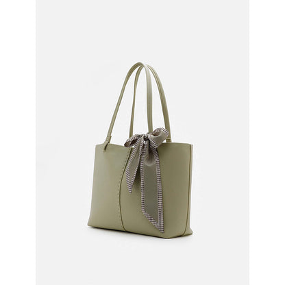 PAZZION Women's Tote Bag with Scarf- Green