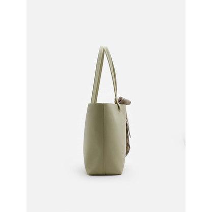 PAZZION Women's Tote Bag with Scarf- Green