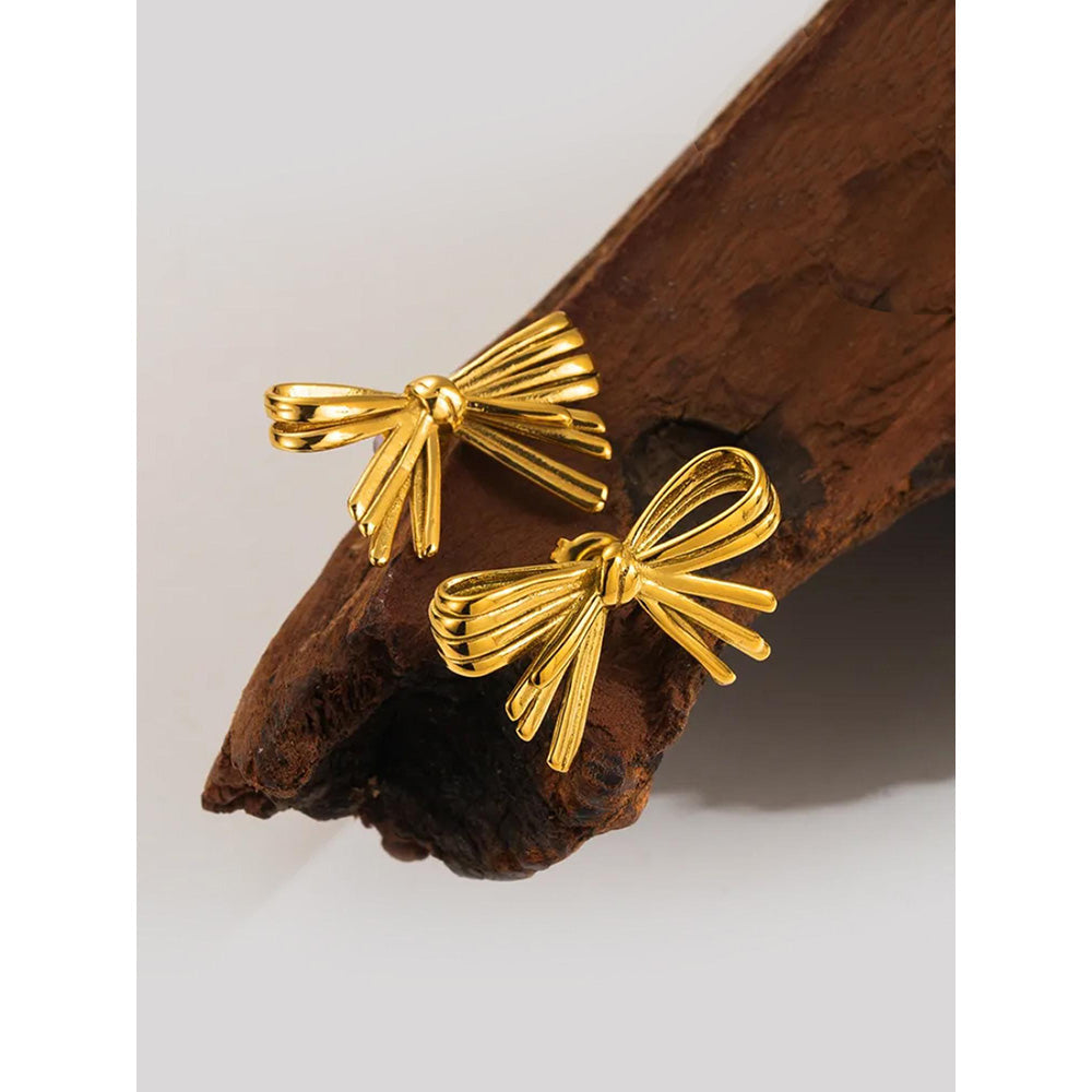 Peachy Accessories Classic Bow Earrings - 18K Gold Plated