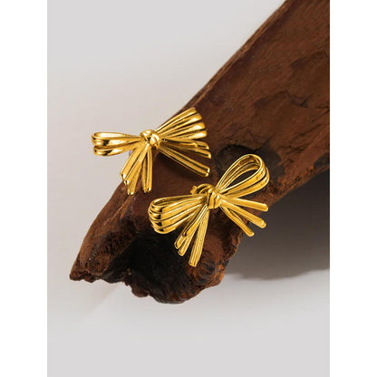 Peachy Accessories Classic Bow Earrings - 18K Gold Plated