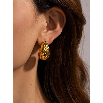 Peachy Accessories Textured Drop Earrings 18K Gold Plated