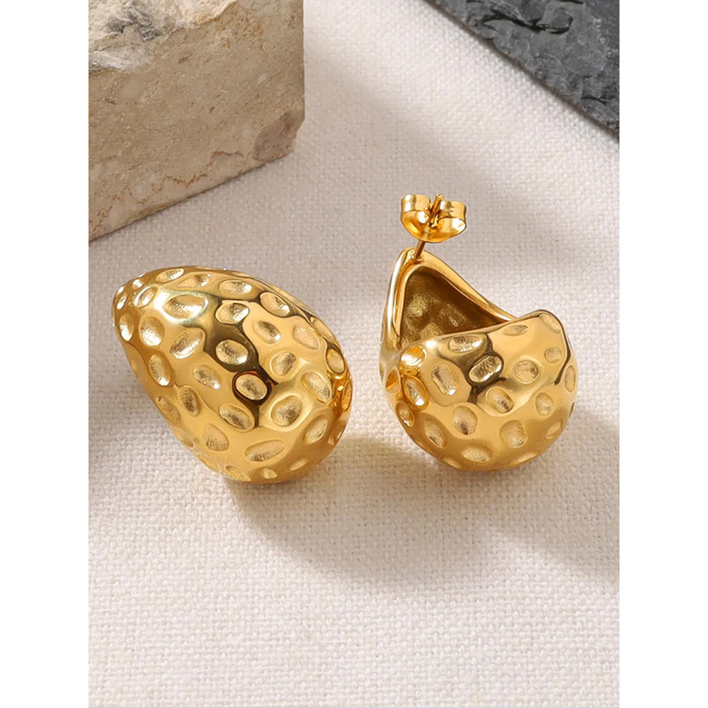 Peachy Accessories Textured Drop Earrings 18K Gold Plated