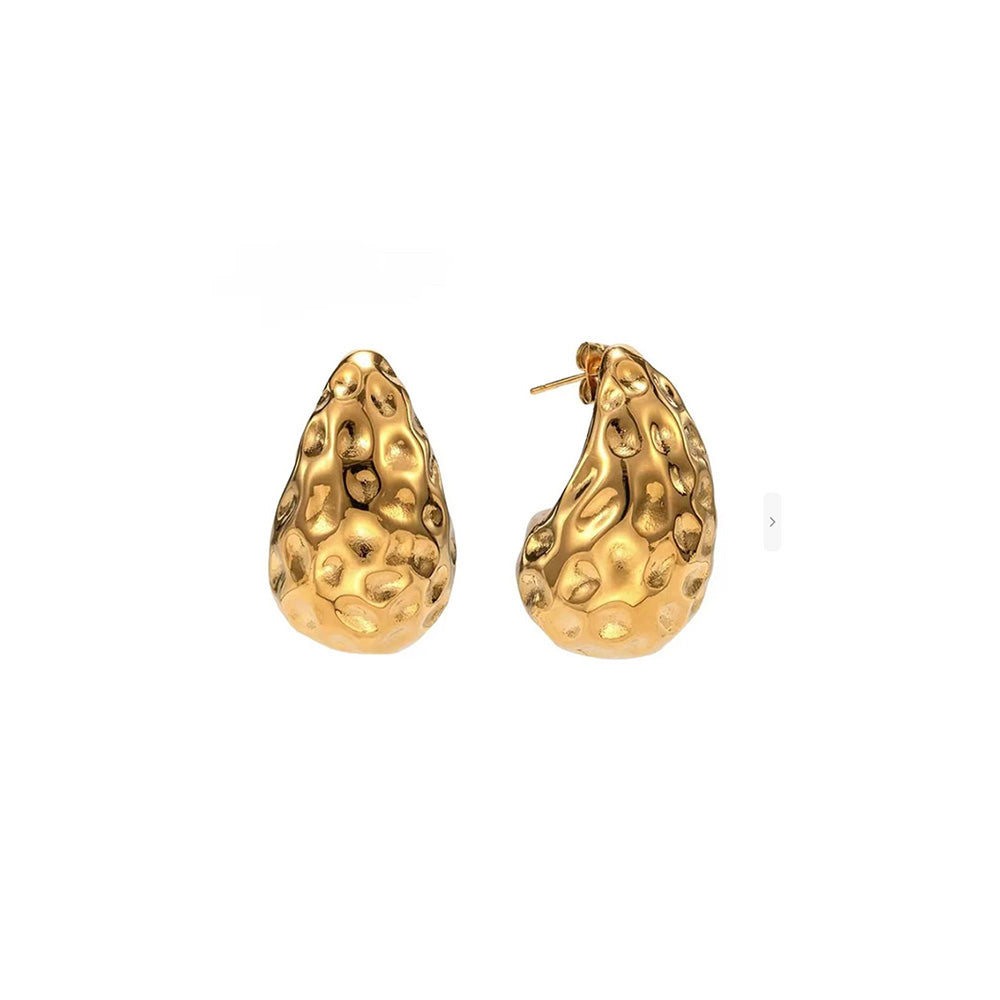 Peachy Accessories Textured Drop Earrings 18K Gold Plated
