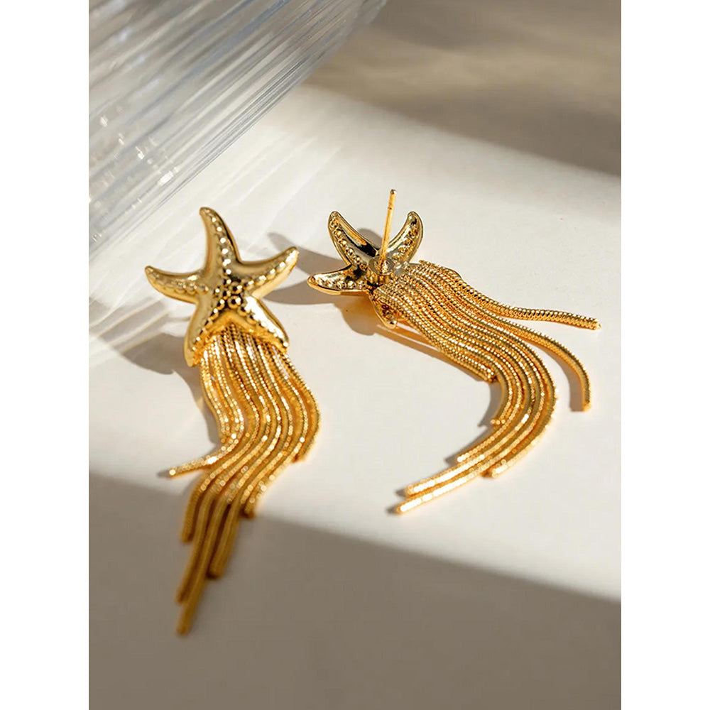 Peachy Accessories Classic Starfish Dangler Earrings - 18K Gold Plated