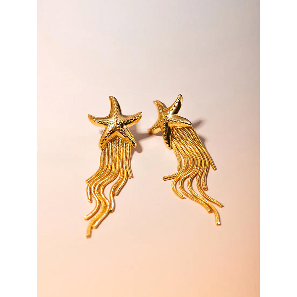 Peachy Accessories Classic Starfish Dangler Earrings - 18K Gold Plated