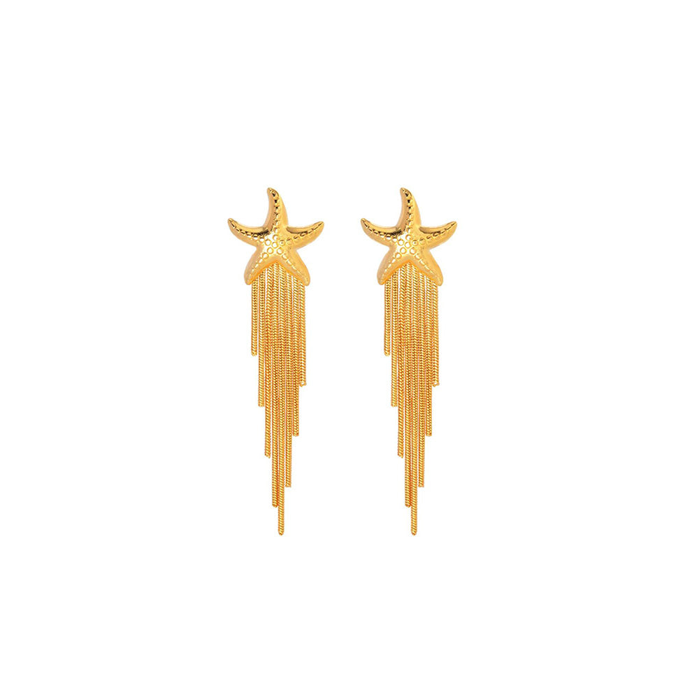 Peachy Accessories Classic Starfish Dangler Earrings - 18K Gold Plated