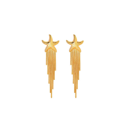 Peachy Accessories Classic Starfish Dangler Earrings - 18K Gold Plated