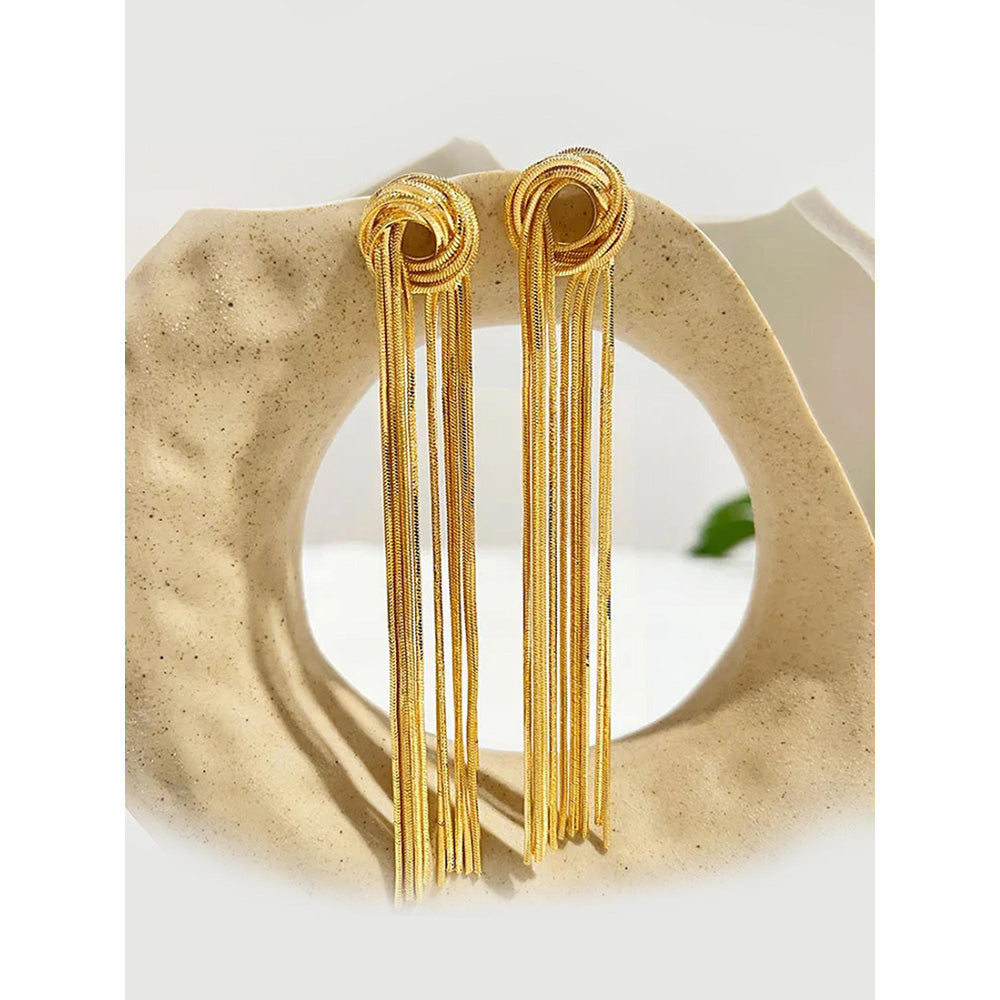 Peachy Accessories Elegant Tassel Earring 18K Gold Plated