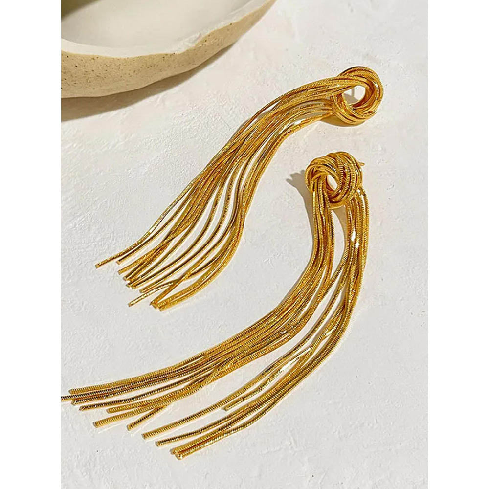 Peachy Accessories Elegant Tassel Earring 18K Gold Plated