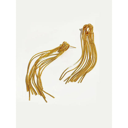 Peachy Accessories Elegant Tassel Earring 18K Gold Plated