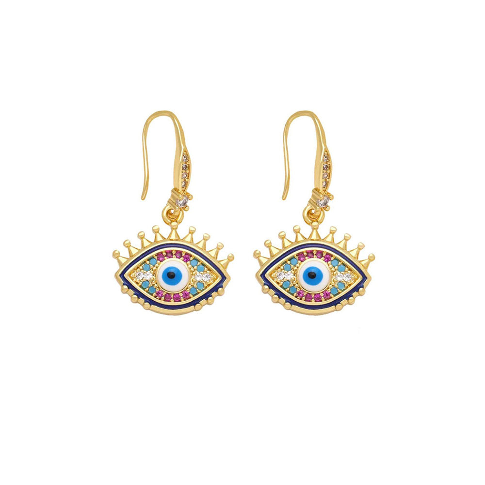Peachy Accessories Mini Evil Eye 18K Gold Plated Drop Earrings