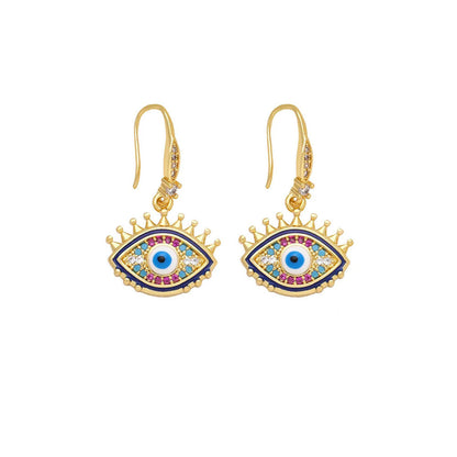 Peachy Accessories Mini Evil Eye 18K Gold Plated Drop Earrings