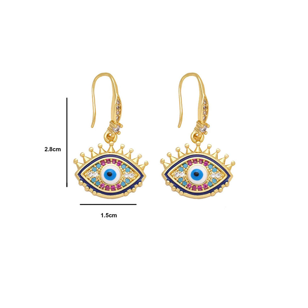 Peachy Accessories Mini Evil Eye 18K Gold Plated Drop Earrings