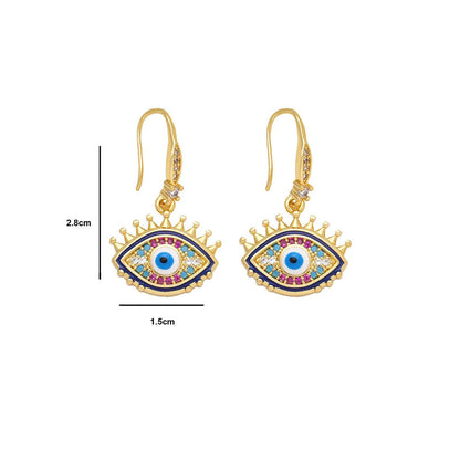 Peachy Accessories Mini Evil Eye 18K Gold Plated Drop Earrings