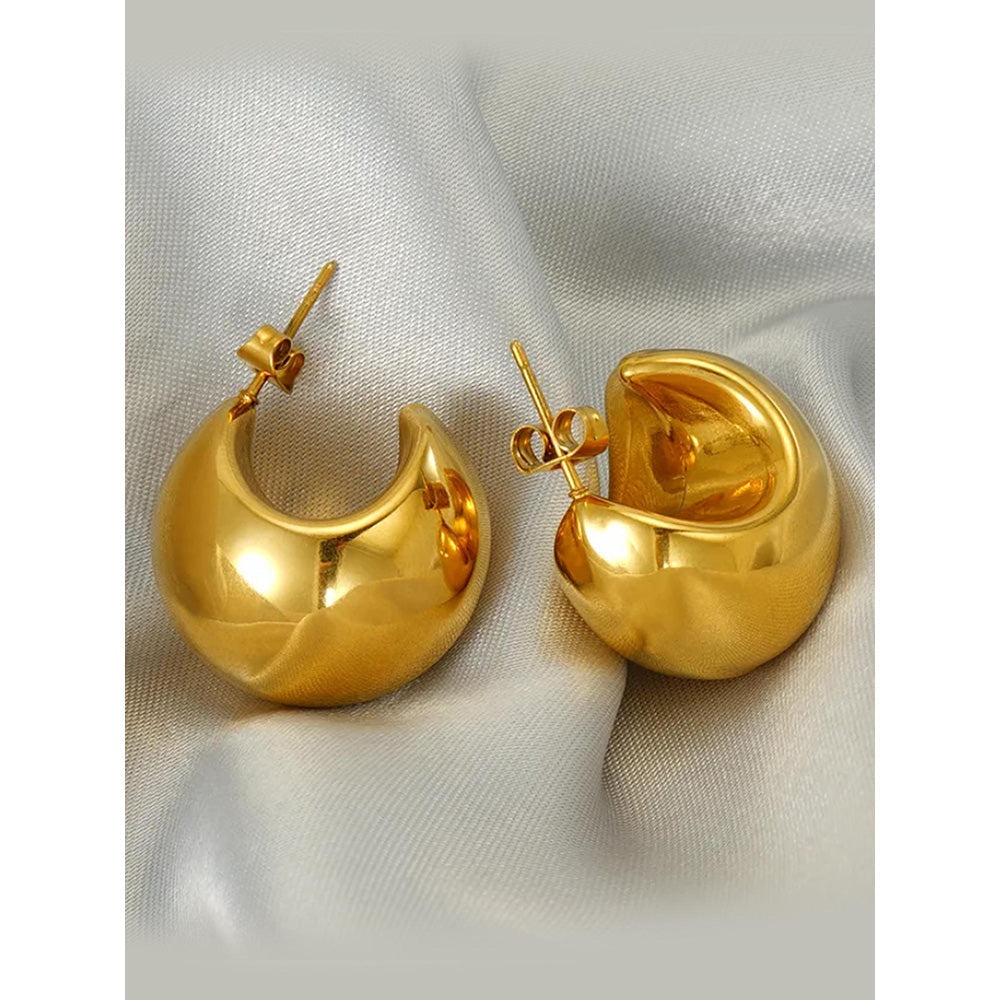 Peachy Accessories Classic Chunky Bold Earrings 18K Gold Plated