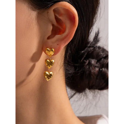 Peachy Accessories Classic Textured Heart Earring - 18K Gold Plated