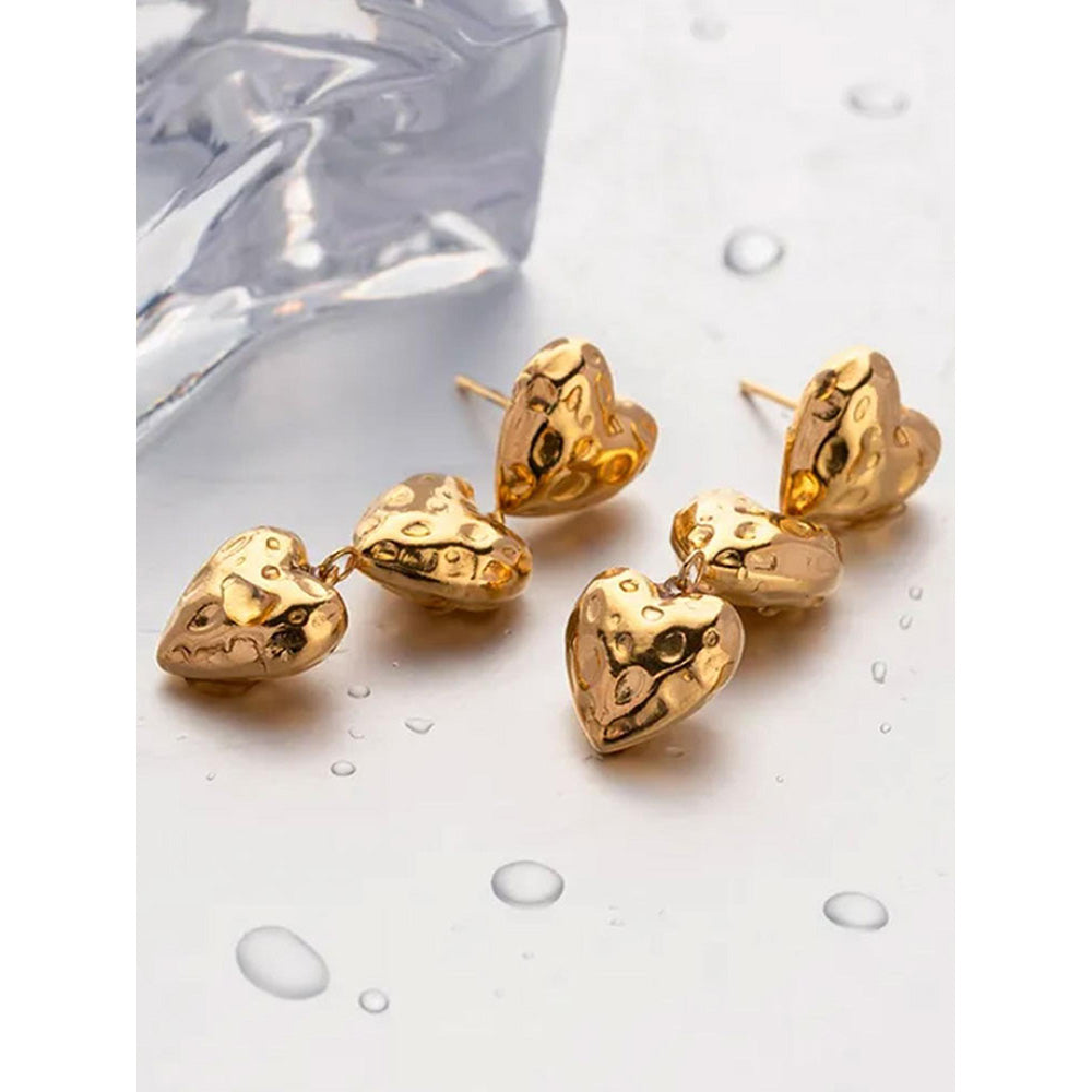 Peachy Accessories Classic Textured Heart Earring - 18K Gold Plated