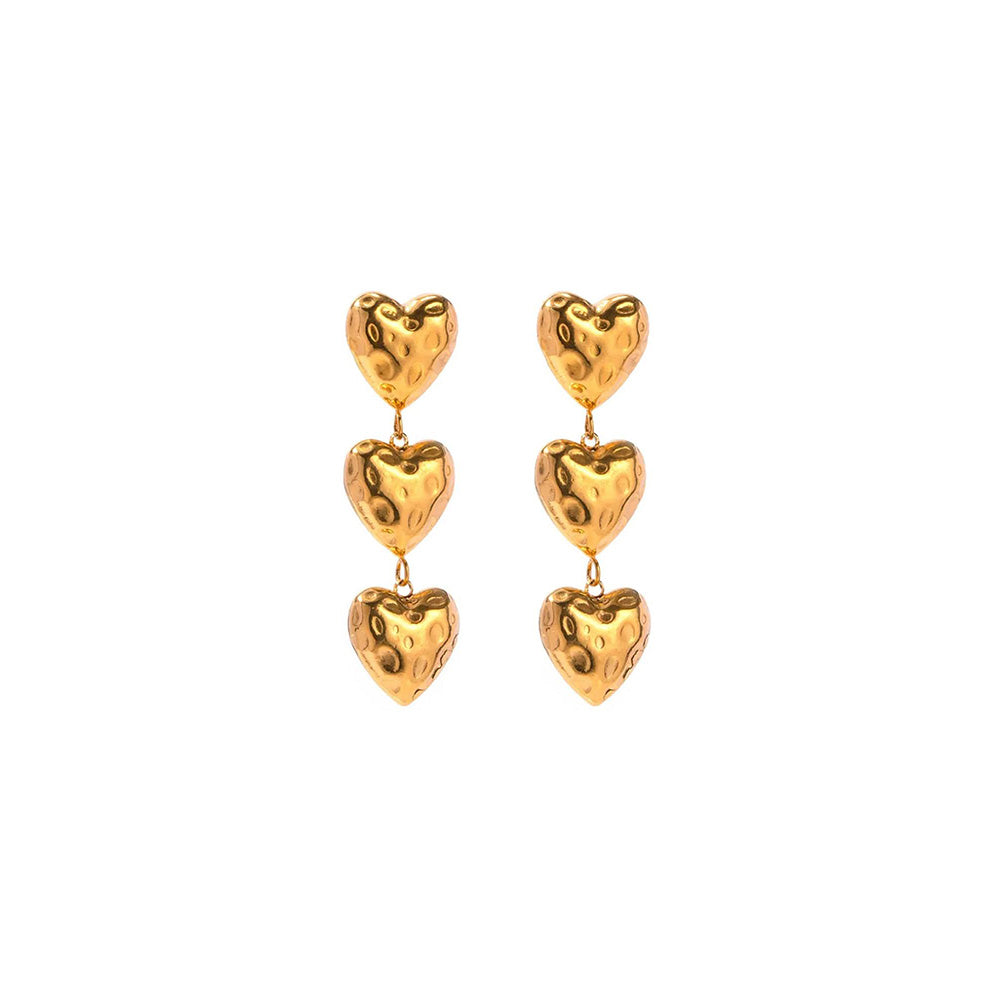 Peachy Accessories Classic Textured Heart Earring - 18K Gold Plated