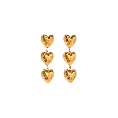 Peachy Accessories Classic Textured Heart Earring - 18K Gold Plated