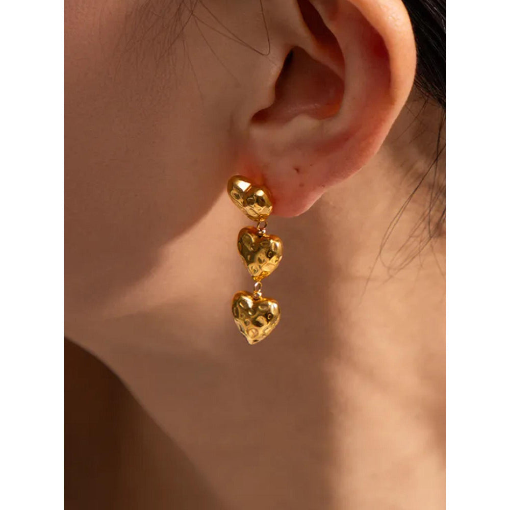 Peachy Accessories Classic Textured Heart Earring - 18K Gold Plated