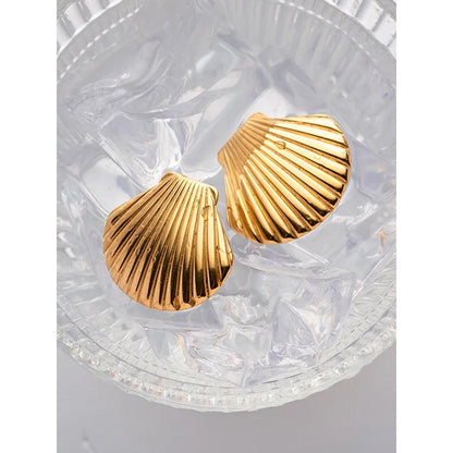 Peachy Accessories Classic Shell Earrings - 18K Gold Plated