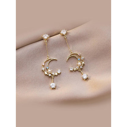 Peachy Accessories Gold Plated Dangler Moon Earrings