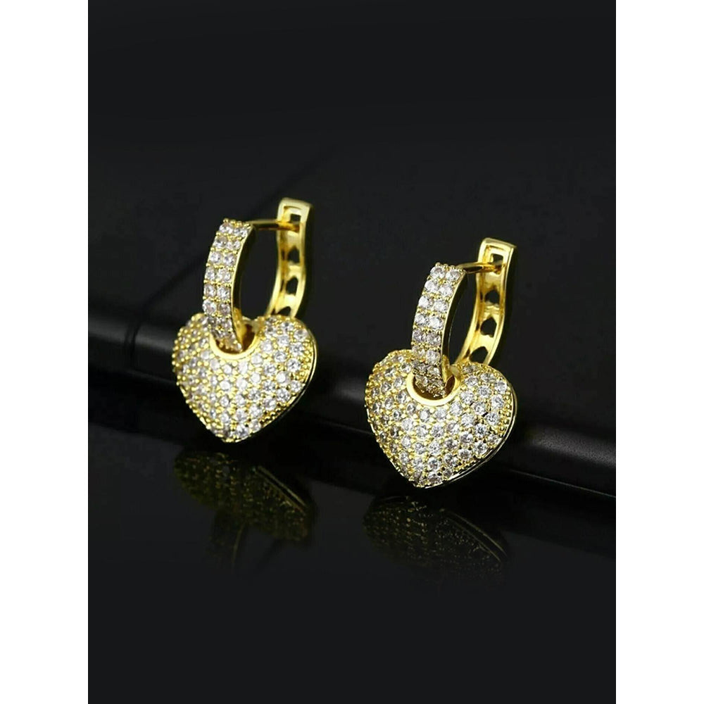 Peachy Accessories 18K Gold Plated Heart Drop Earrings