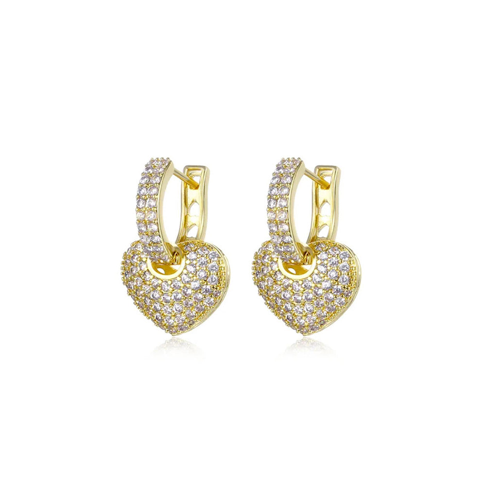 Peachy Accessories 18K Gold Plated Heart Drop Earrings