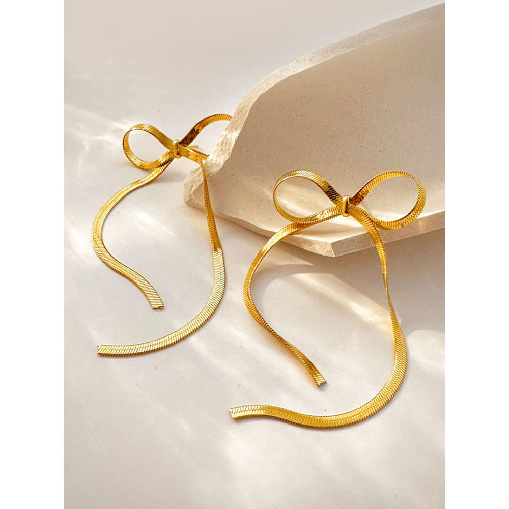 Peachy Accessories 18K Gold Plated Bow Drop Earrings