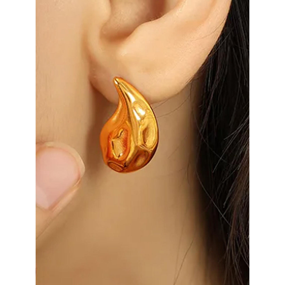 Peachy Accessories Mini Textured Gold Drop Earrings 18K Gold Plated